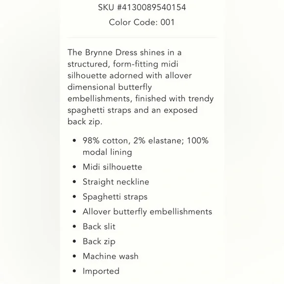 Anthropologie MAEVE 3-D Brynne Butterfly Embellished Black Midi Dress - Picture 4 of 7